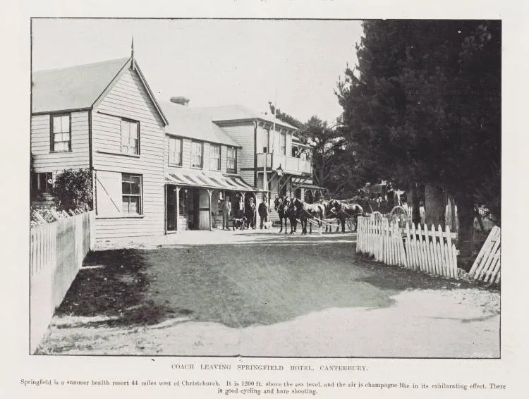 Coach leaving Springfield Hotel, Canterbury