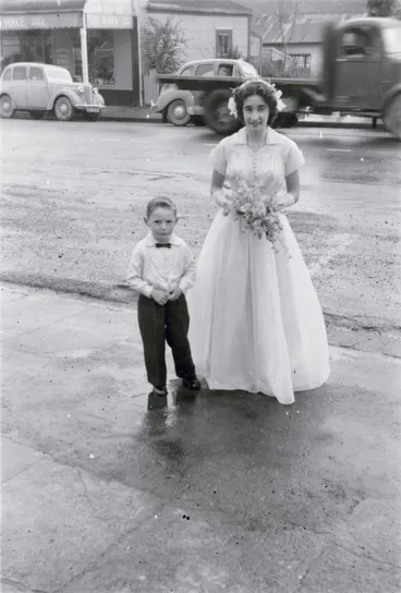 Image: Wedding; Vin ('Snow') Benge, Kate Christina (Kit) Salisbury; bridesmaid Linda Whiteman, page Dennis Salisbury.