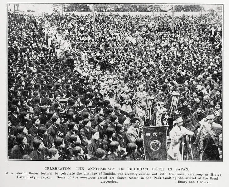 Celebrating the anniversary of Buddha's birth in Japan