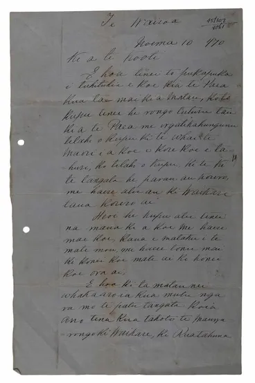 Image: Letter, Tamihana Huata