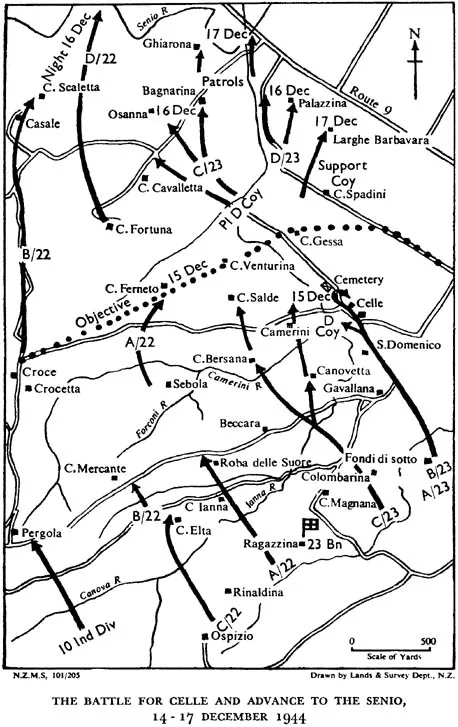 the battle for celle and advance to the senio, 14–15 december 1944