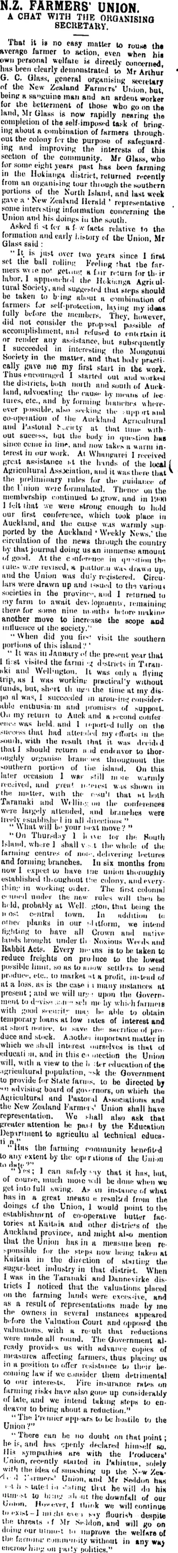 Image: N.Z. FARMERS' UNION. (Mataura Ensign 15-8-1901)