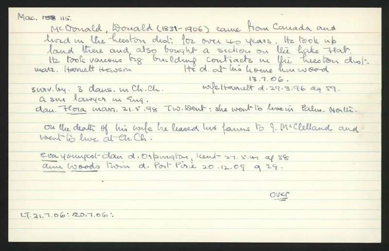 Macdonald Dictionary Record: Donald McDonald