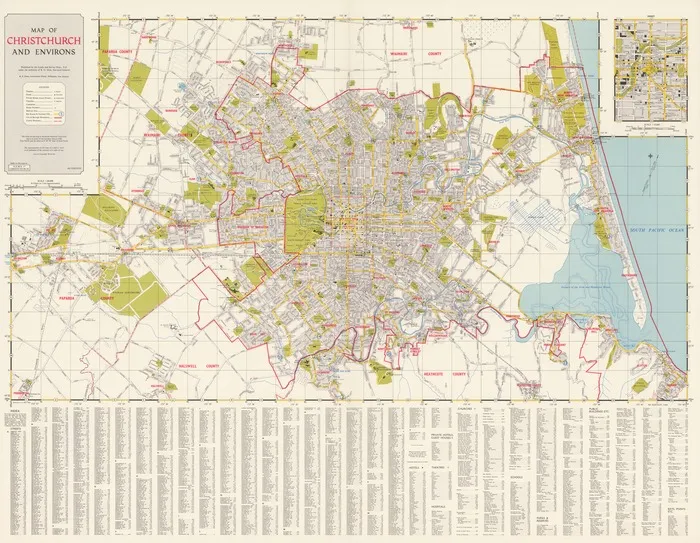 Map of Christchurch and environs / drawn by A. E. Hunt, 1960.