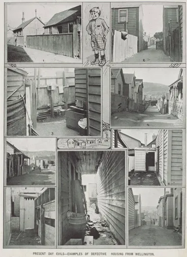 Image: Present day evils - examples of defective housing from Wellington