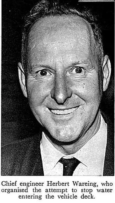 Image: Chief engineer Herbert Wareing, who organised the attempt to stop water entering the vehicle deck