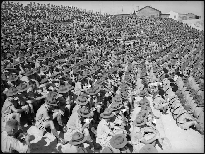 Scene at church parade at El Djem Theatre in Maadi Camp, Egypt - Photograph taken by George Kaye
