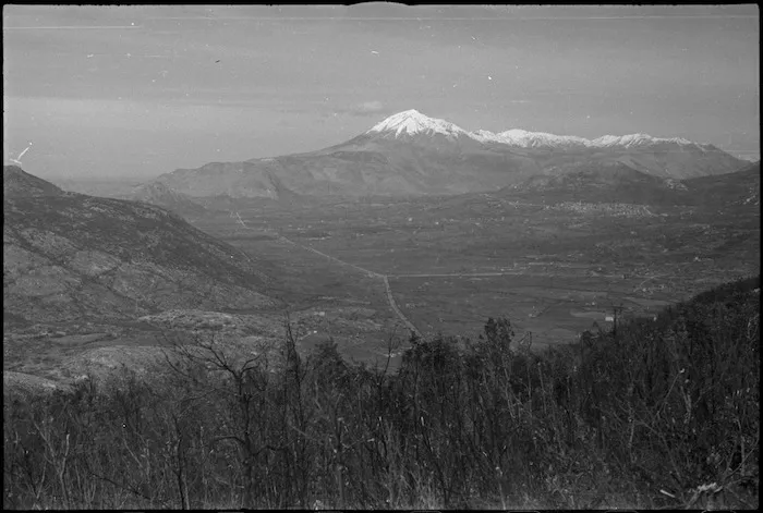 View of Monte Cairo and Monte Cassino from Monte Rotondo, Italy, World War II - Photograph taken by George Kaye