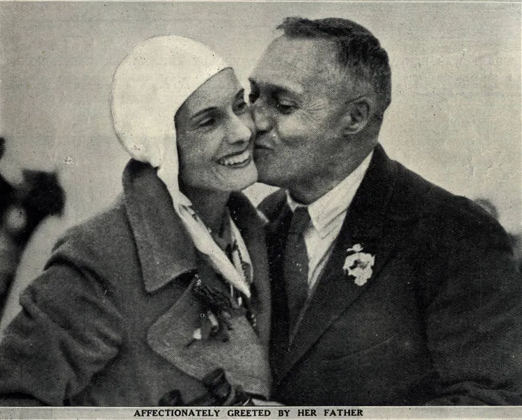 Affectionately greeted by her father