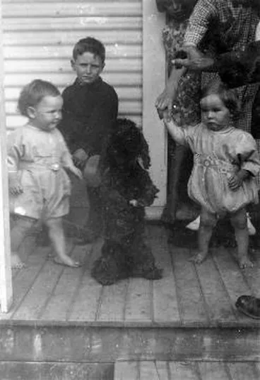 Image: Wilton, McLachlan and Welch children with a dog : Photograph