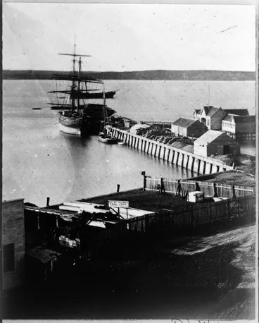 Image: Breakwater on the Waitematā Harbour, 1875