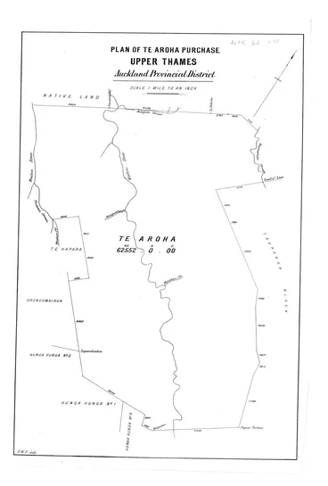 Image: Plan of Te Aroha purchase, Upper Thames, Auckland Provincial District
