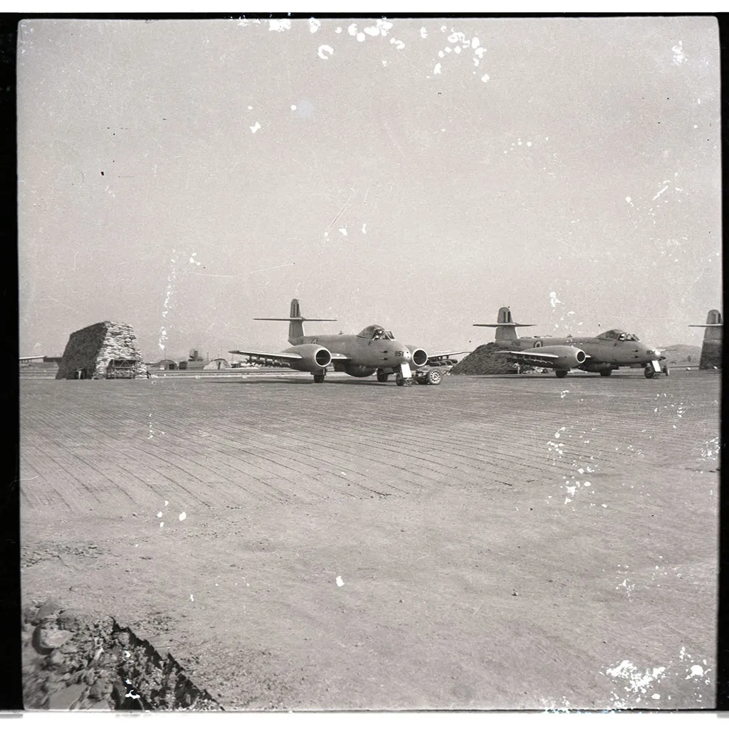 Australian Meteor jets on their base on Kimpo airfield, 1951