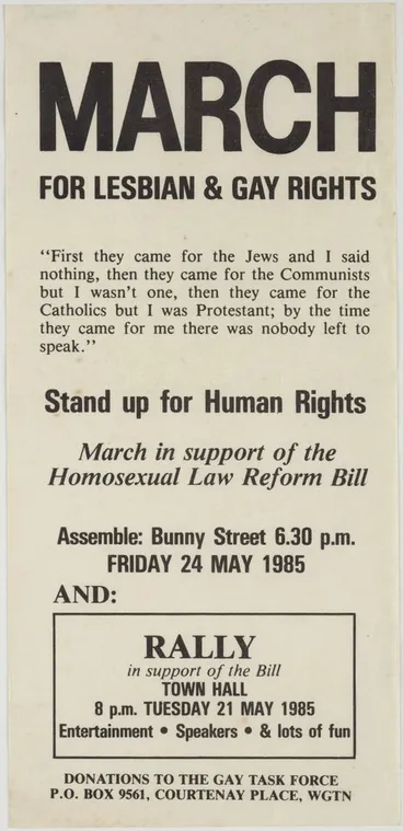 Image: Leaflet, 'March for Lesbian & Gay Rights'