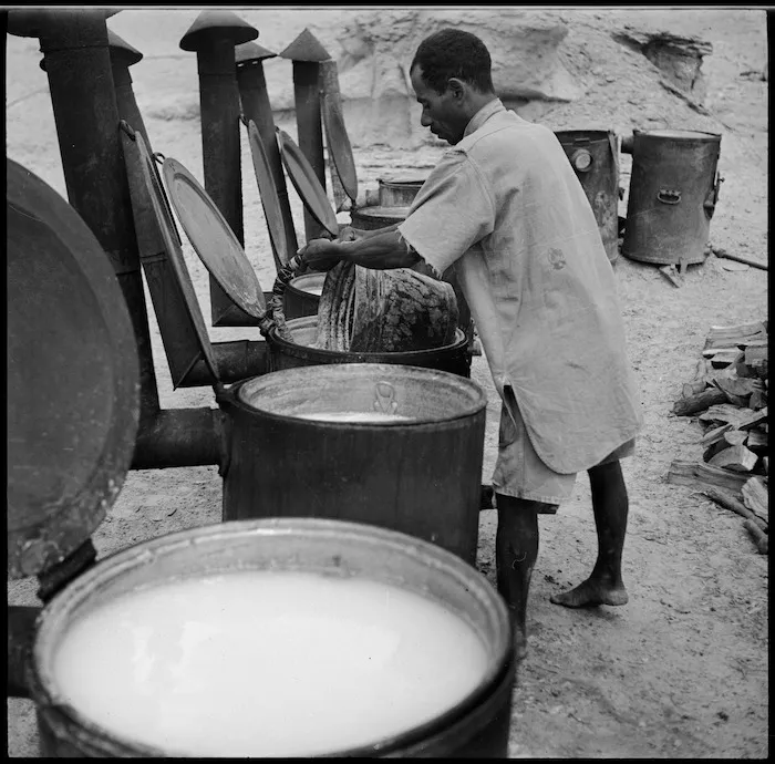 Local labourer at the Maadi Camp laundry, Egypt