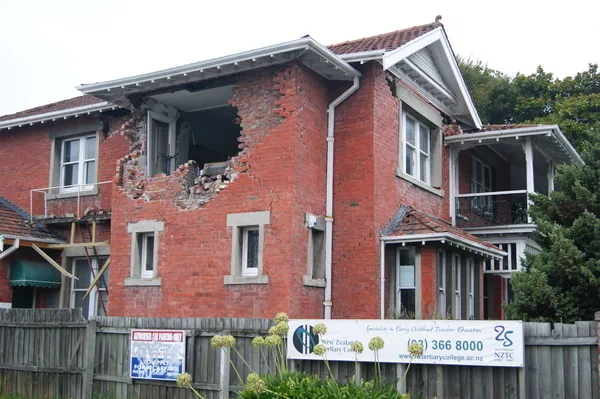 Damage to New Zealand Tertiary College in Hereford Street
