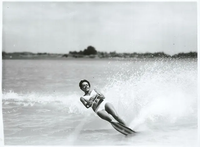 Water skiing on Brooklands Lagoon, Canterbury