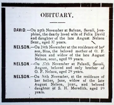 Image: Samoan influenza obituaries