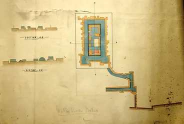 Topographic plan and cross section of the Ōrākau pā Image: Topographic plan and cross section of the Ōrākau pā