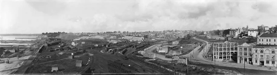 Railway yards and reclamation in Mechanics Bay, 1921