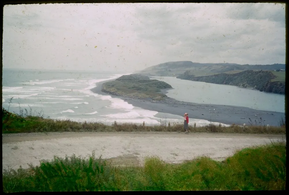 Mouth of the Awakino River with a large sand-spit