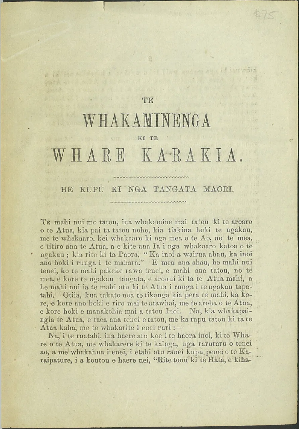Te whakaminenga ki te whare karakia, 1861