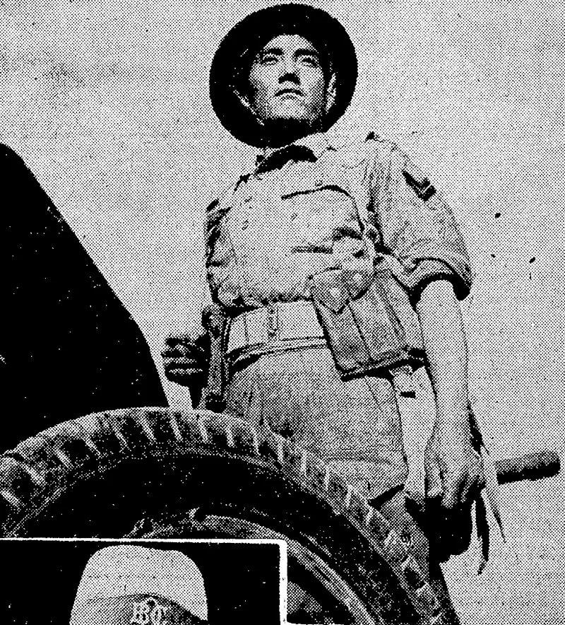 NaiJc'Agansing Rai, of the Gurkha Rifles^ the thirteenth Indian winner ofthe^V.C: in the present war. He is seen with ,orie of the Japanese . guns he captured. (Evening Post, 18 January 1945)