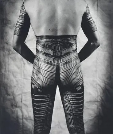 Image: Self-portrait with back of pe'a, Basque Road, Newton Gully