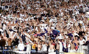 All Whites fans celebrate Image: All Whites fans celebrate