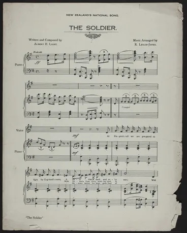 Image: The soldier / written and composed by Albert H. Light ; music arranged by R. Leslie-Jones.