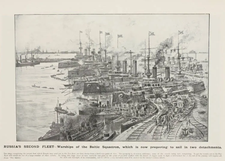 Russia's Second Fleet - warships of the Baltic Squadron, which is now preparing to sail in two detachments