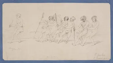 Image: Gilfillan, John Alexander, 1793-1864 :War dance. 1847. E puha. E nariana [?]