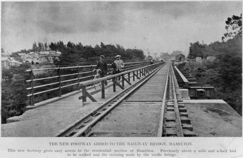 "The New Footway added to the Railway Bridge, Hamilton."