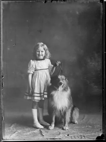 Image: Missie Jasper Brown and dog, 1911