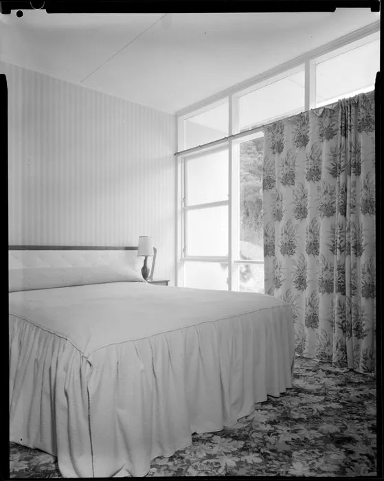 Bedroom interior, Shuker house, Titahi Bay, Porirua