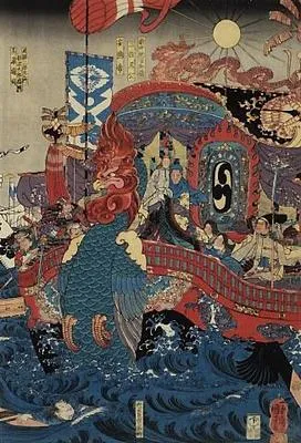 Nagato no kuni Akama no ura ni oite Genpei ôg assen Heike ichimon kotogotoku horobiru zu (In the Great Battle Between the Minamoto and the Taira in Akama Bay in Nagato Province, the Taira Clan Is Utterly Destroyed)