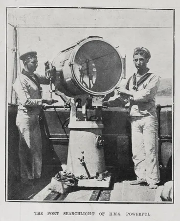 Image: THE PORT SEARCHLIGHT OF H. M. S. POWERFUL