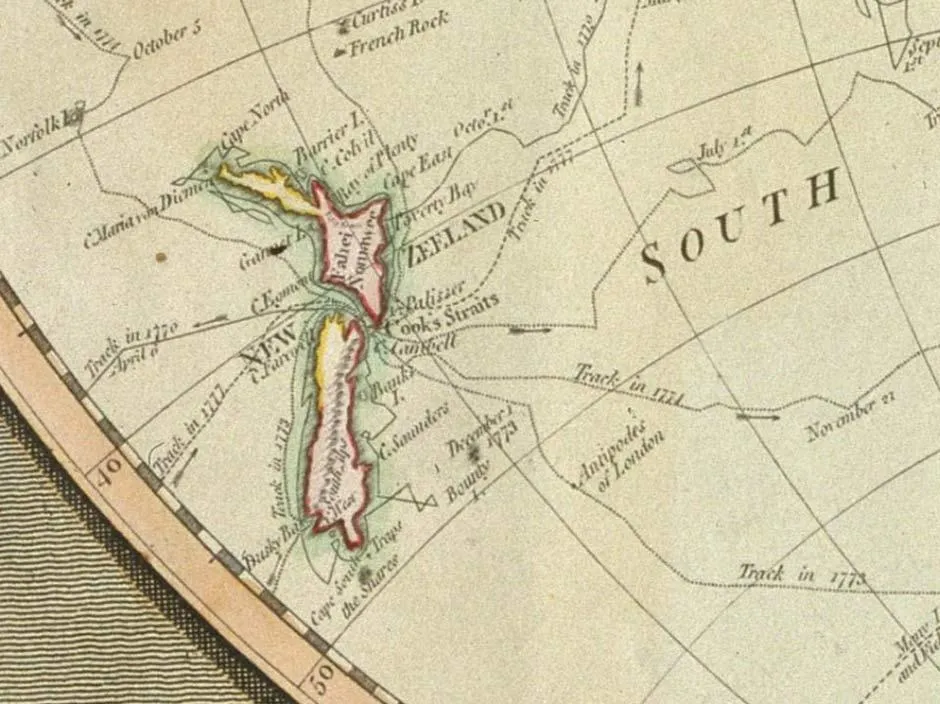 Map showing Cook's voyages