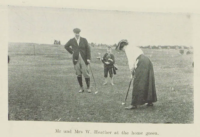 Mr and Mrs W. Heather at the home green.