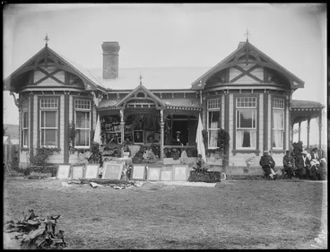 Image: House at Putiki, during the tangi of Makere Wikitoria Taitoko - Photograph taken by Frank James Denton