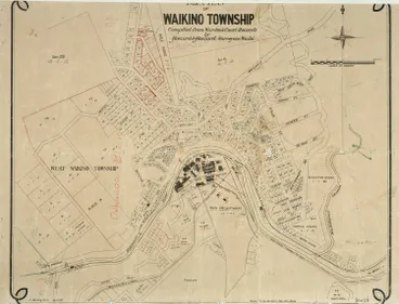 Image: Index plan of Waikino township, compiled from Warden's court records, by Haszard and Haszard