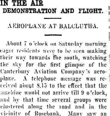 Image: IN THE AIR. (Clutha Leader 9-3-1920)