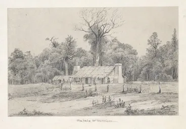 Image: [Smith, William Mein] 1799-1869 :Hakeke, Mr Morrison. [Mr Morrison's homestead, Hakeke, Wairarapa. ca 1849]
