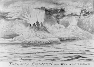 Image: Tarawera Eruption from sketch by eye witness, 1886