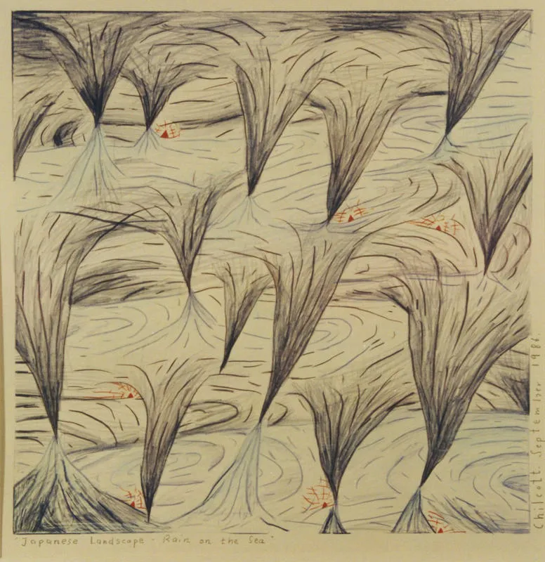 Japanese Landscape - Rain on the Sea