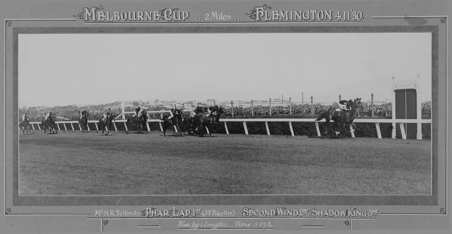 Photographs - Phar Lap Winning Melbourne Cup, Mounted, 1930