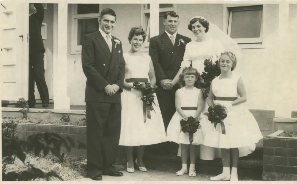 Harris family; Beryl Kearney and Arthur Harris on their wedding day, Taita, 23 January 1958