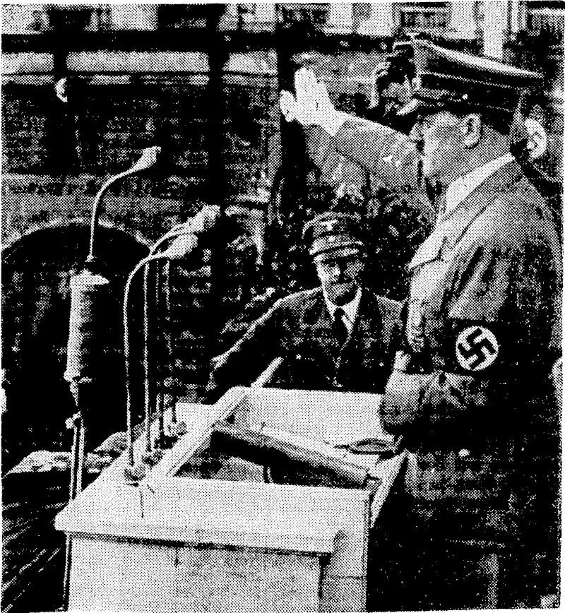 Herr Hitler. enough to secure peace or resist any coalition. We are determined to defend our common interests together. The same considerations explain our attitude towards Japan. Her defeat would only bring further attack against Italy and Germany. Herr Hitler concluded his speech at 9.23 p.m. (Evening Post, 31 January 1939)