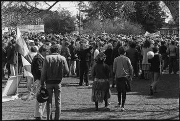 Waiting under the Hamilton banner Image: Waiting under the Hamilton banner