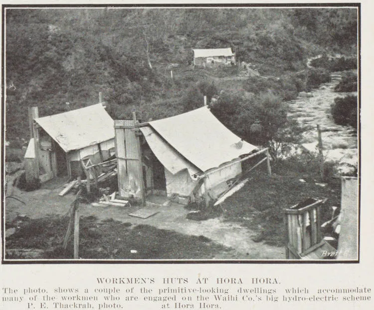 Workmen's huts at Hora Hora
